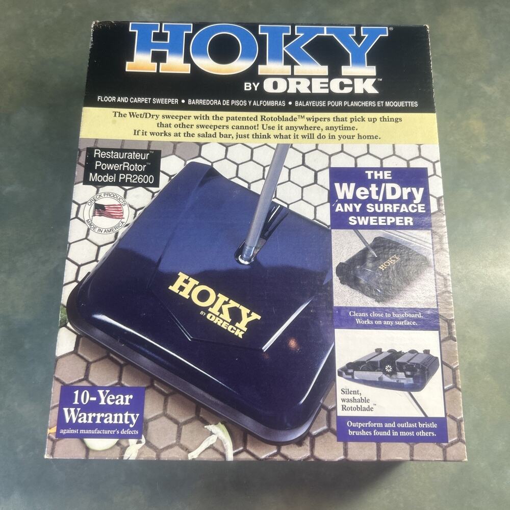 Vintage HOKY By Oreck PR2600 Wet Dry Floor Carpet Sweeper NOS USA Manual New 99’
